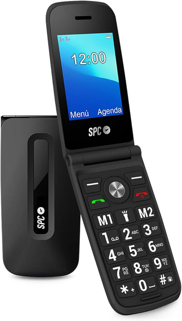 SPC Titan - Klapphandy für ältere Menschen, Große Tasten, einfach zu bedienen, Intelligentes Klingelzeichen und Benachrichtigungen, Fernkonfiguration, 2 Tasten für direkten Speicher, USB-C, Schwarz